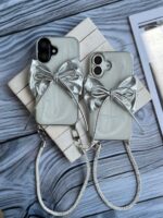 قاب پاپیون نقره ای با بند ژلاتینی (کدC2003)