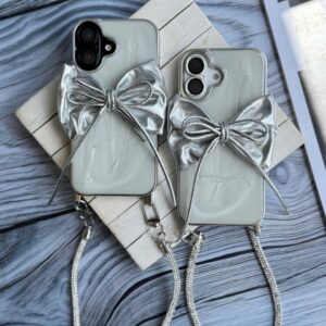 قاب پاپیون نقره ای با بند ژلاتینی (کدC2003)