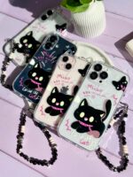 قاب گربه مشکی گوش دار با آویز (کدC2131) - تصویر 6