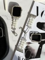 بند اپل واچ Shell Diamond همراه با گارد نگین دار (کدw5039)