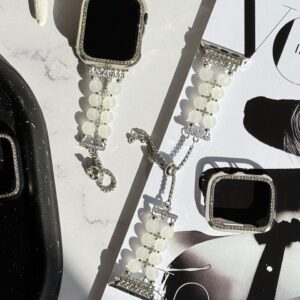 بند اپل واچ Shell Diamond همراه با گارد نگین دار (کدw5039)