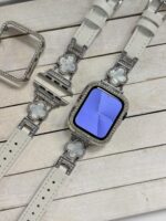 بند اپل واچ چرمی طرح ون کلیف با گارد نگین دار (کدw5067) - تصویر 4