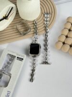 بند اپل واچ فلزی پاپیون کریستالی + گارد نگین دار (کدw5047)