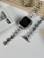 بند اپل واچ فلزی پاپیون کریستالی + گارد نگین دار (کدw5047) - تصویر 4