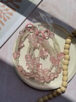 آویز مروارید و پاپیون صورتی (کدa0260) - تصویر 4