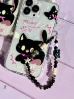 قاب گربه مشکی گوش دار با آویز (کدC2131) - تصویر 5