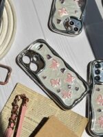 قاب کرومی پروانه و قلب صورتی آیفون و اندرویدی (کدC1825)