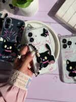 قاب گربه مشکی گوش دار با آویز (کدC2131) - تصویر 4