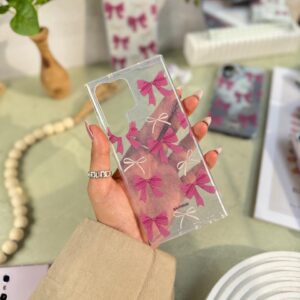 قاب پاپیون صورتی اکلیلی پشت طلق آیفون ، سامسونگ ، شیائومی (کدC1886)