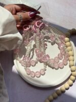 آویز مروارید و پاپیون صورتی (کدa0260) - تصویر 5