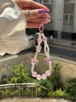 آویز مروارید و پاپیون صورتی (کدa0260) - تصویر 3