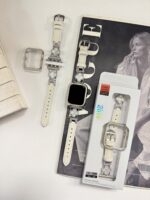 بند اپل واچ چرمی طرح ون کلیف با گارد نگین دار (کدw5067)