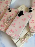 قاب Pink Flower Butterfly با آویز (کدC2116)