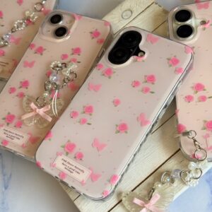 قاب Pink Flower Butterfly با آویز (کدC2116)