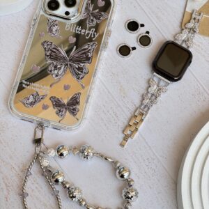 قاب پروانه آینه ای با آویز و محافظ لنز نگین دار (کدC1786)