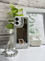 قاب Dior آینه ای دور نگین با آویز قلبی پاپیونی (کدC1989) - تصویر 3